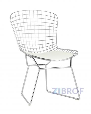 Bertoia хромированный металл с белой подушкой из экокожи в Ярославле