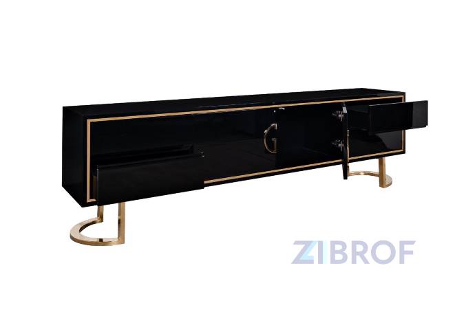 Тумба под телевизор D'Oro Garda Decor черная с золотом в Ярославле